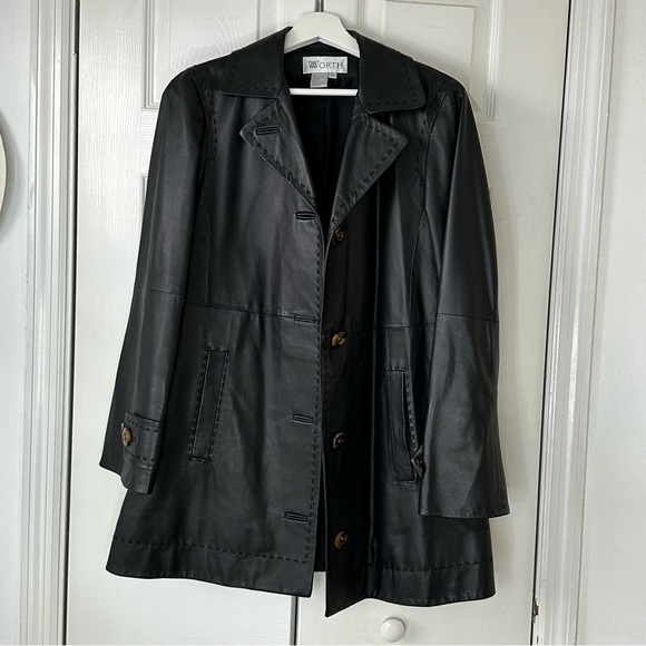 Worth Jackets & Blazers - WORTH BLACK LEATHER COAT SZ XS